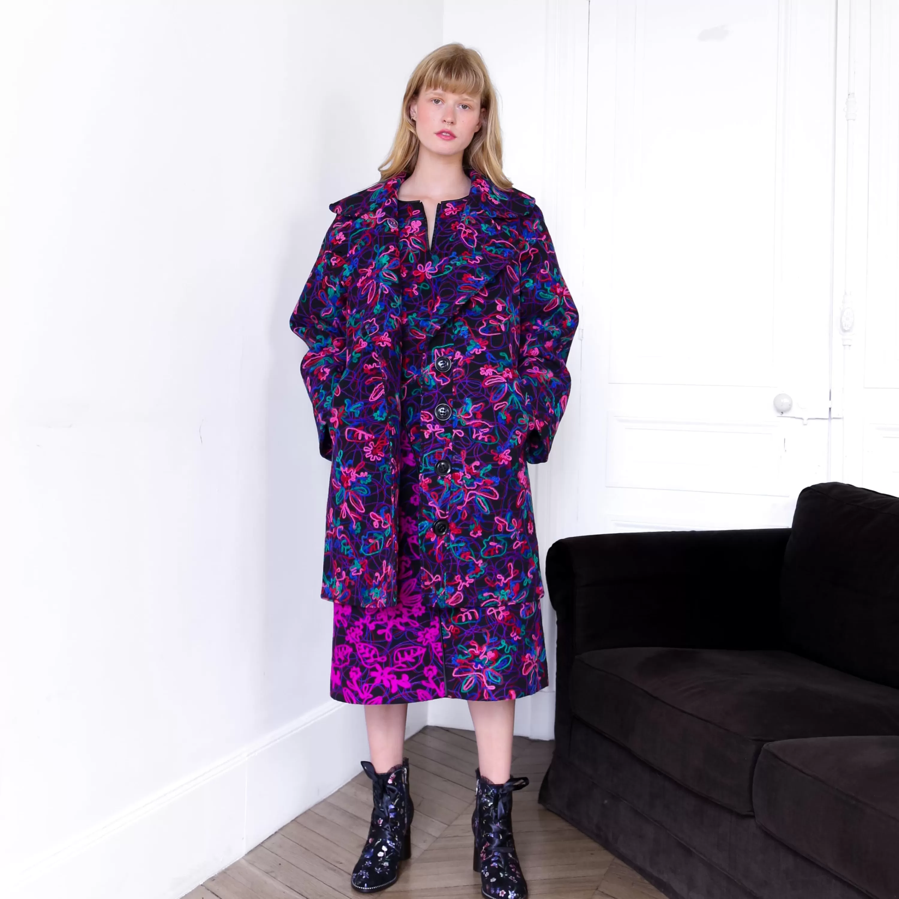 New Laura Vita Manteau Atlas Violet Studio