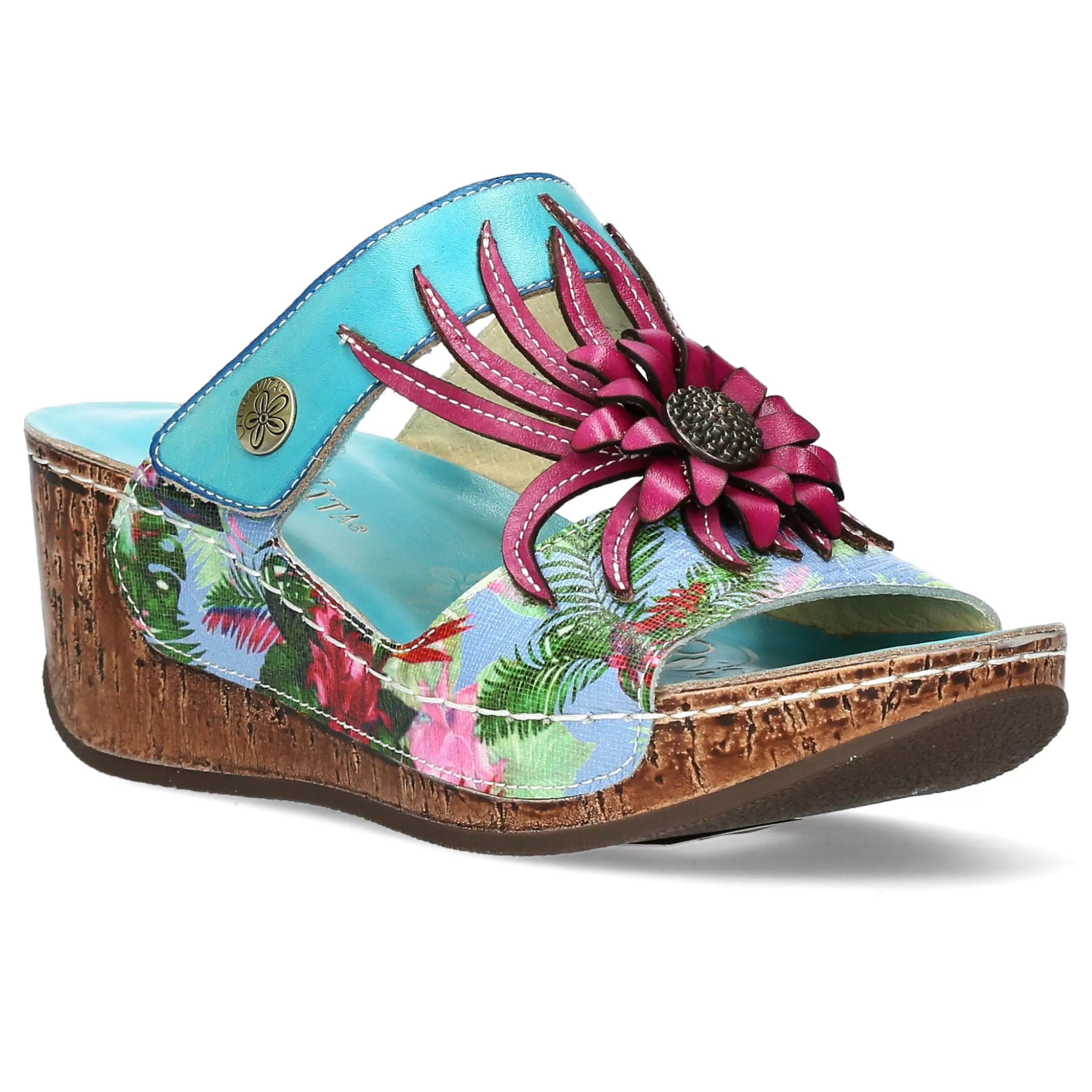 Clearance Laura Vita Mules - DINO 09 Turquoise